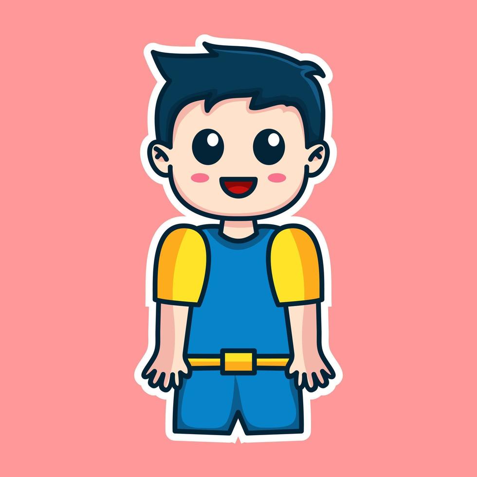Boy expression cute sticker illustration vector