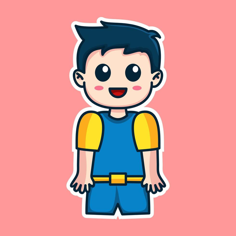 Boy expression cute sticker illustration vector