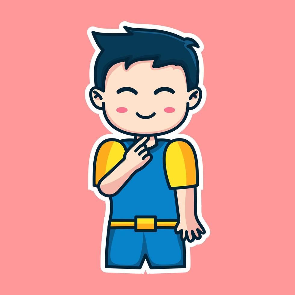 Boy expression cute sticker illustration vector