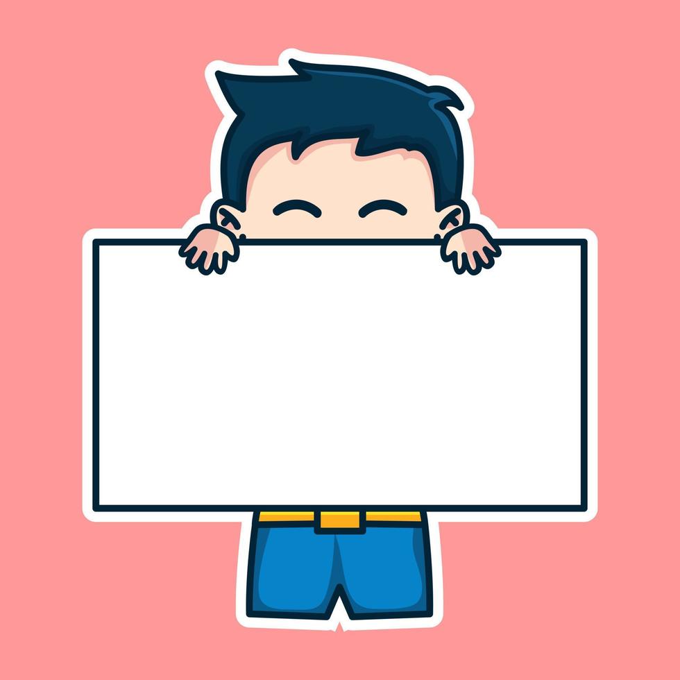 Boy expression cute sticker illustration vector