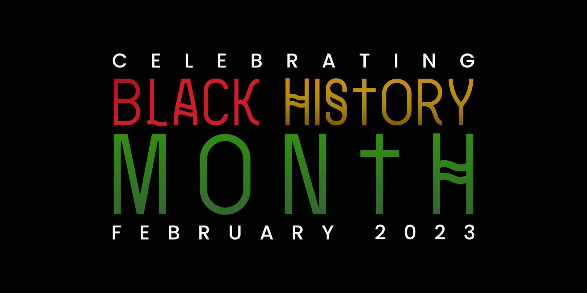 mes de la historia negra febrero de 2023 banner creativo moderno, signo, concepto de diseño, publicación en medios sociales, plantilla con fondo africano rojo, verde y amarillo vector