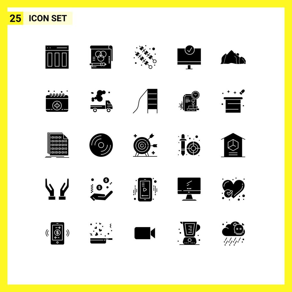 Set of 25 Modern UI Icons Symbols Signs for hardware devices pen connected kebab Editable Vector Design Elements