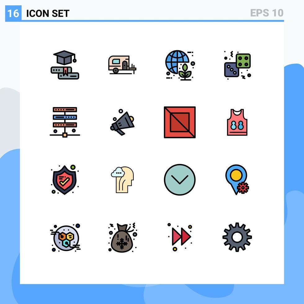 16 iconos creativos signos y símbolos modernos de juegos de datos juego de la tierra dados elementos de diseño de vectores creativos editables