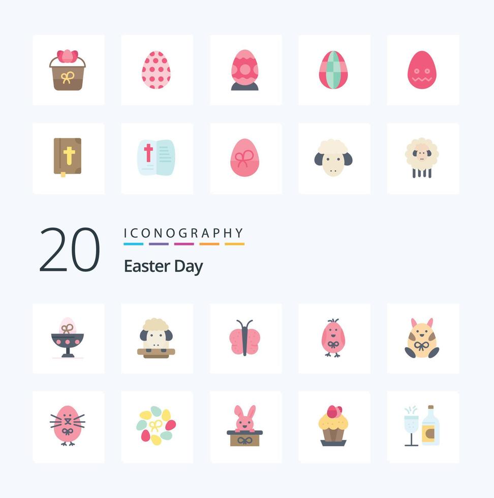 20 Easter Flat Color icon Pack like  easter flower egg easter egg vector