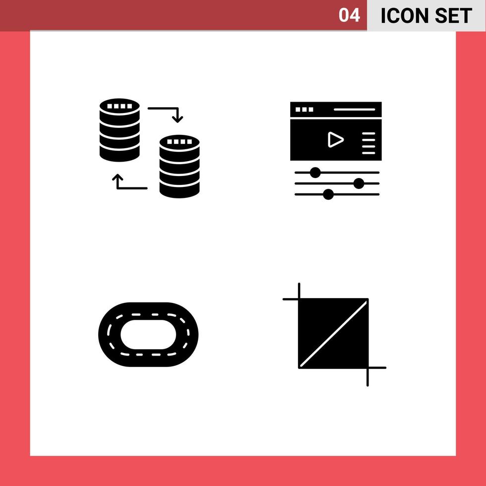 Group of Solid Glyphs Signs and Symbols for database stadium storage page treadmill Editable Vector Design Elements