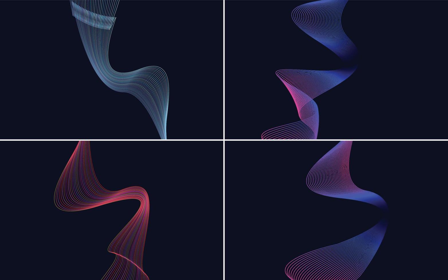 conjunto de 4 líneas de ondas abstractas de fondo de patrón de onda geométrica vector