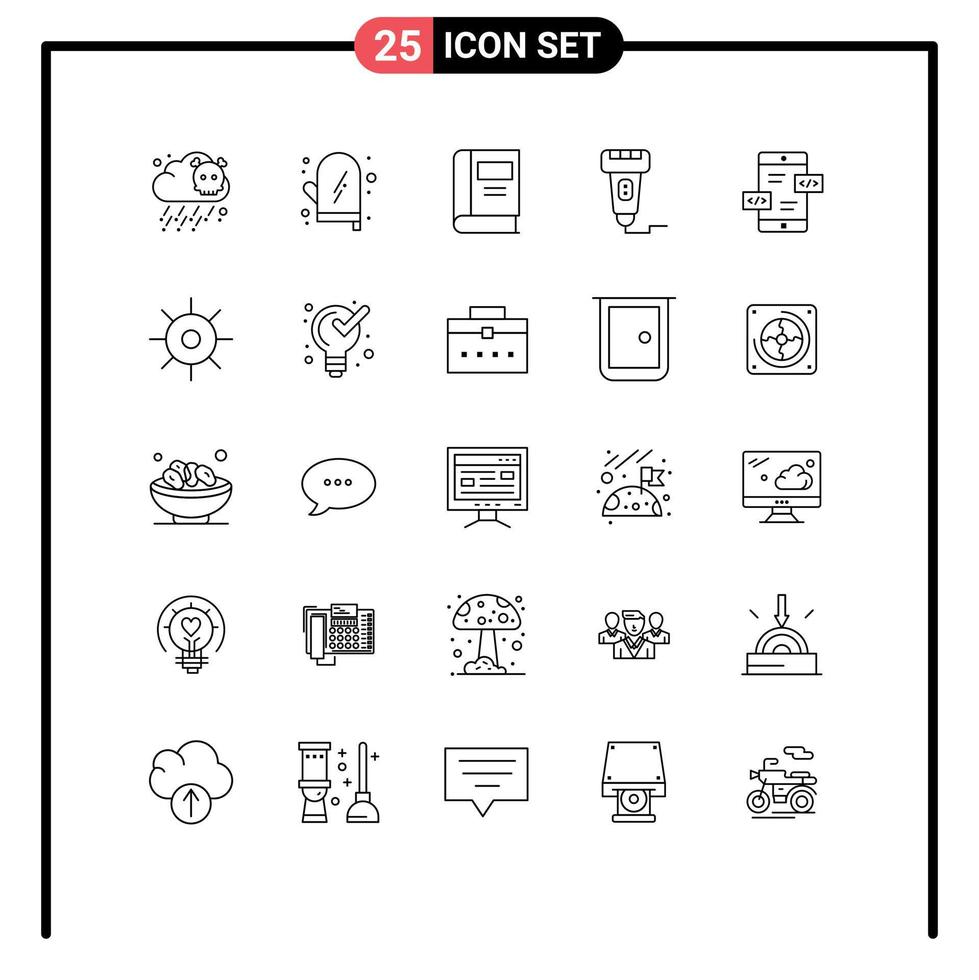25 iconos creativos signos y símbolos modernos de flechas escáner educación precio máquina elementos de diseño vectorial editables vector
