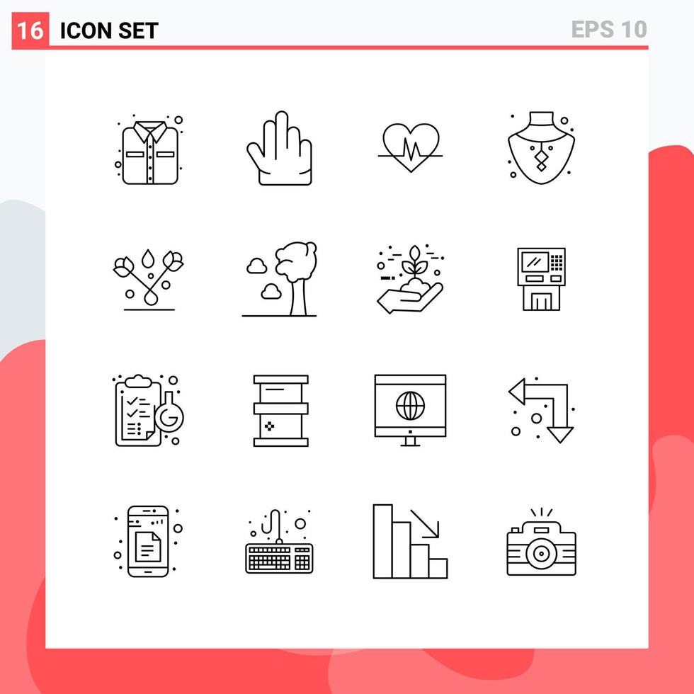 conjunto de 16 iconos de interfaz de usuario modernos símbolos signos para tulipán pascua latido decoración joyería elementos de diseño vectorial editables vector