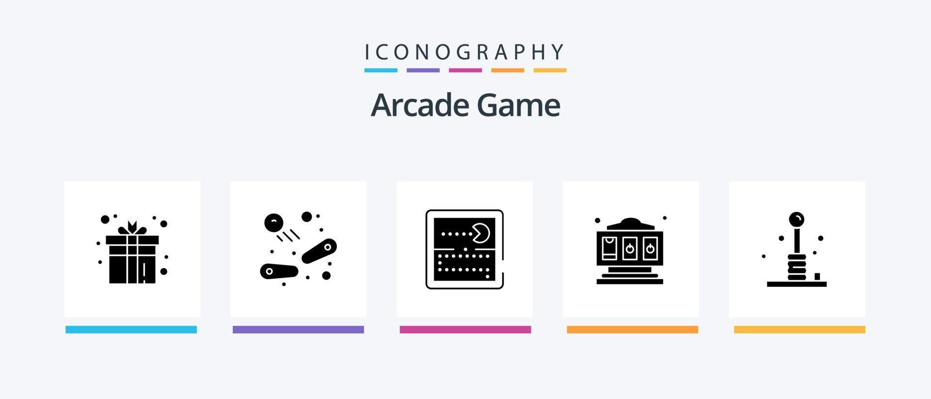 paquete de íconos arcade glyph 5 que incluye diversión. tocar. tocar. juego. tocar. diseño de iconos creativos vector