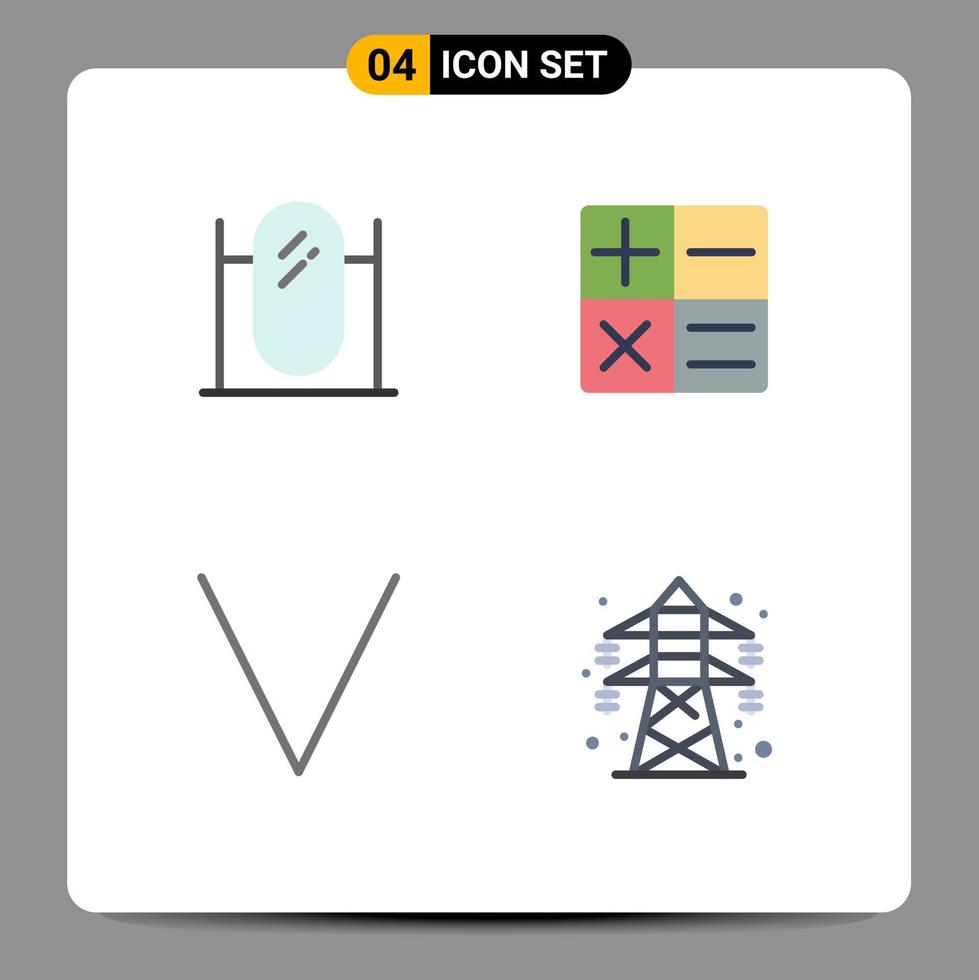 grupo de 4 iconos planos signos y símbolos para transmisión de flecha de espejo eléctrico de piso elementos de diseño vectorial editables vector