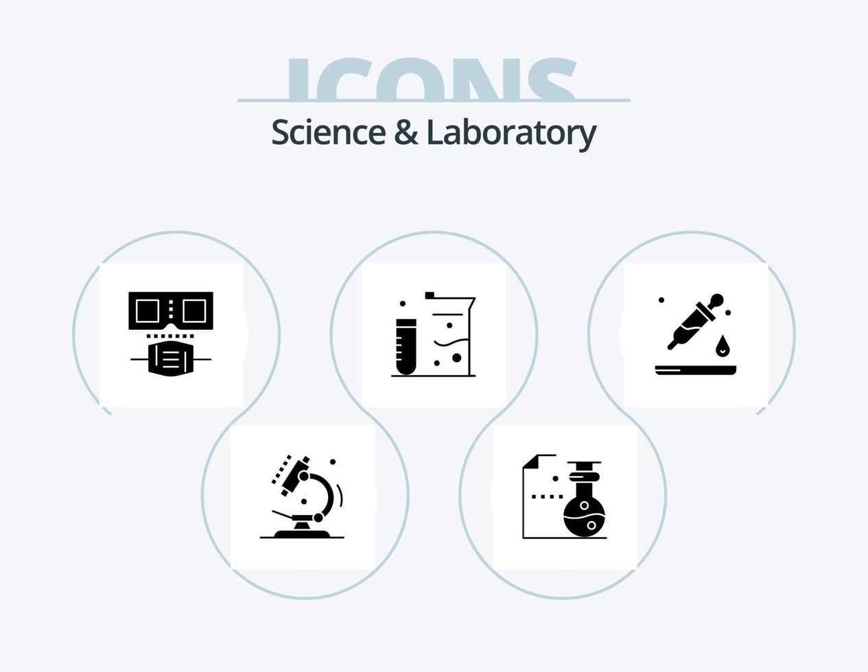 paquete de iconos de glifos de ciencia 5 diseño de iconos. . . matraces ciencia. cuentagotas vector