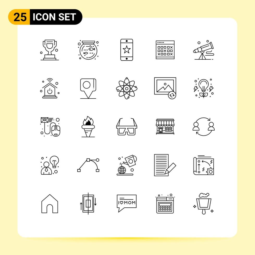 Modern Set of 25 Lines Pictograph of timetable month award events date Editable Vector Design Elements