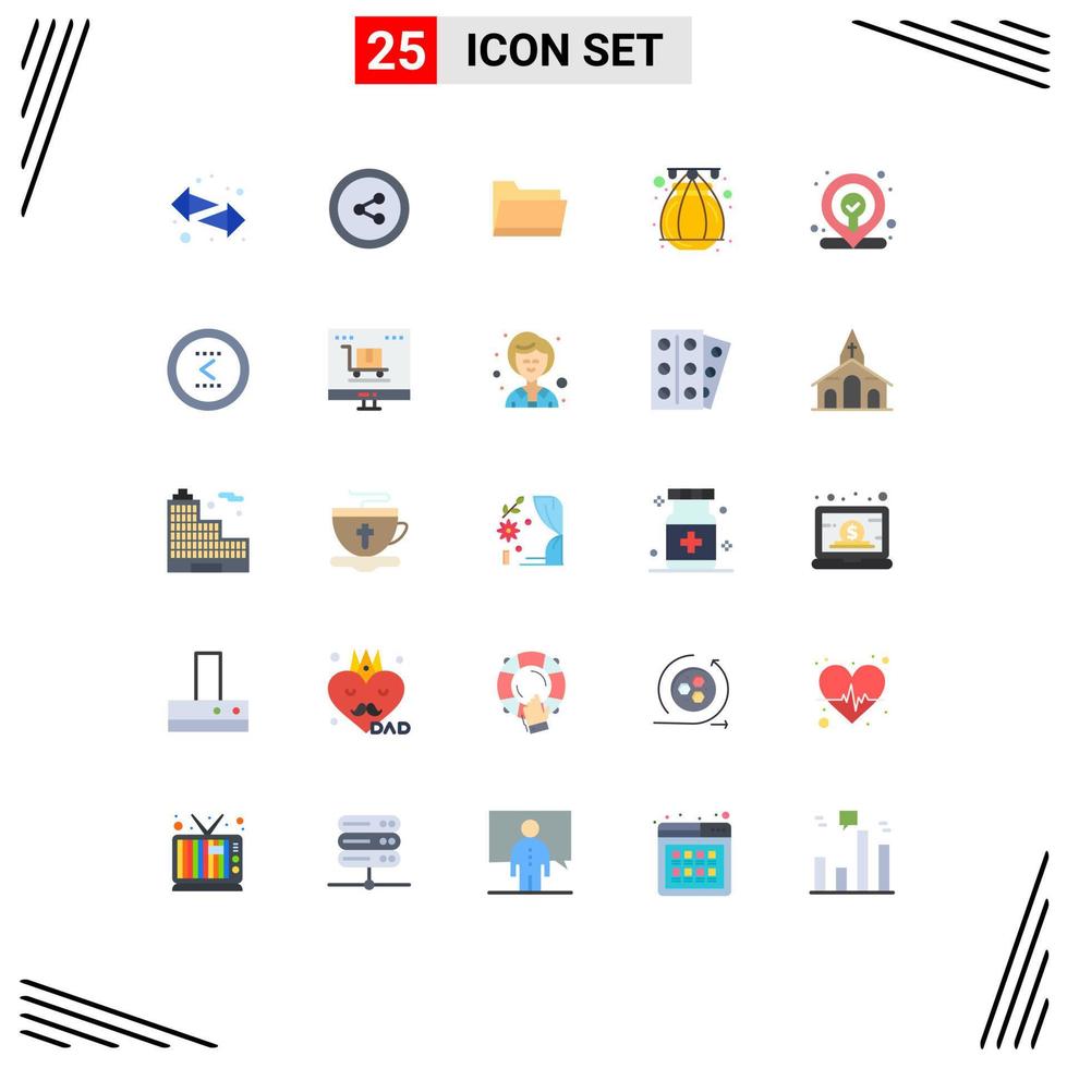 Set of 25 Modern UI Icons Symbols Signs for circle map data location terracotta Editable Vector Design Elements