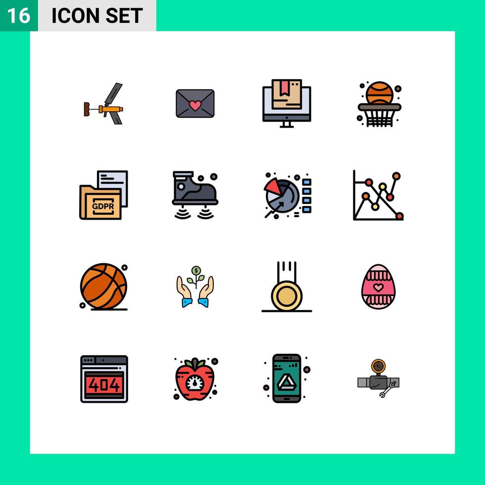 Set of 16 Modern UI Icons Symbols Signs for education back love technology online Editable Creative Vector Design Elements