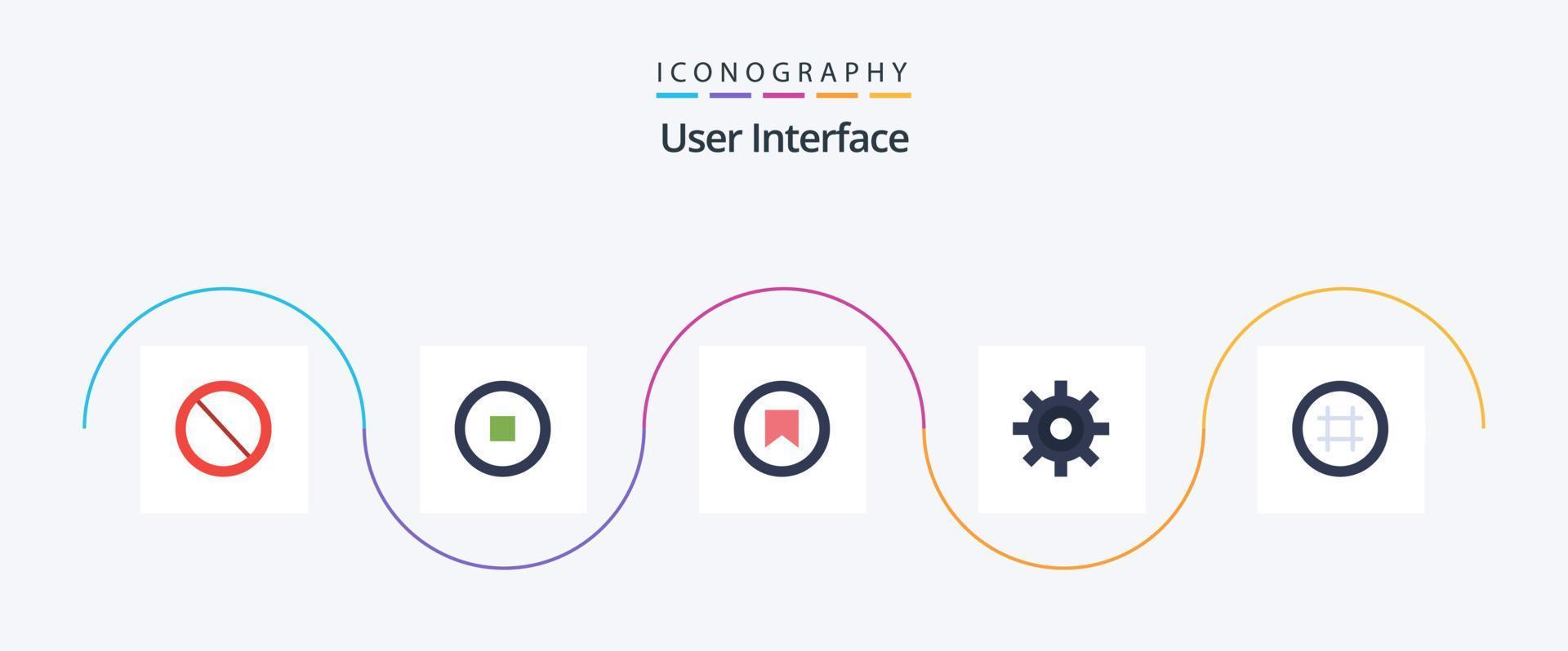 User Interface Flat 5 Icon Pack Including ui. hash tag. plus. user. interface vector