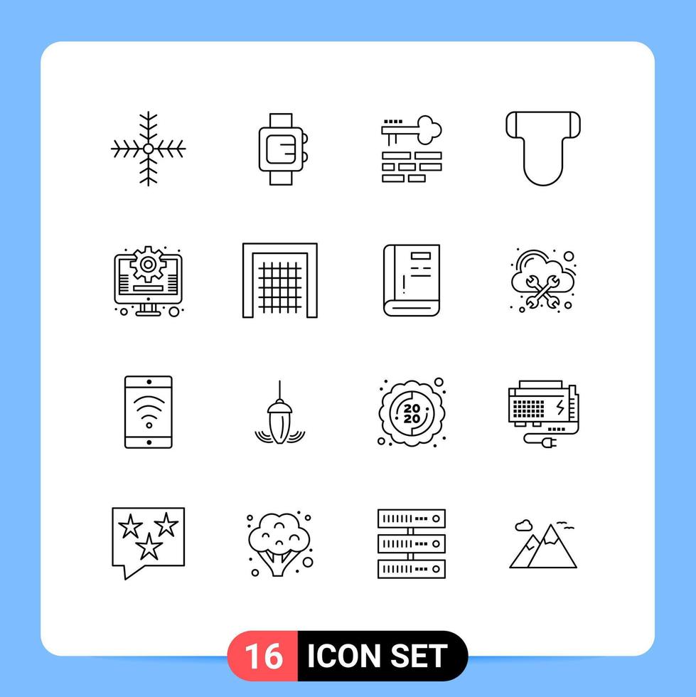 16 User Interface Outline Pack of modern Signs and Symbols of marketing business lock pampers briefs Editable Vector Design Elements