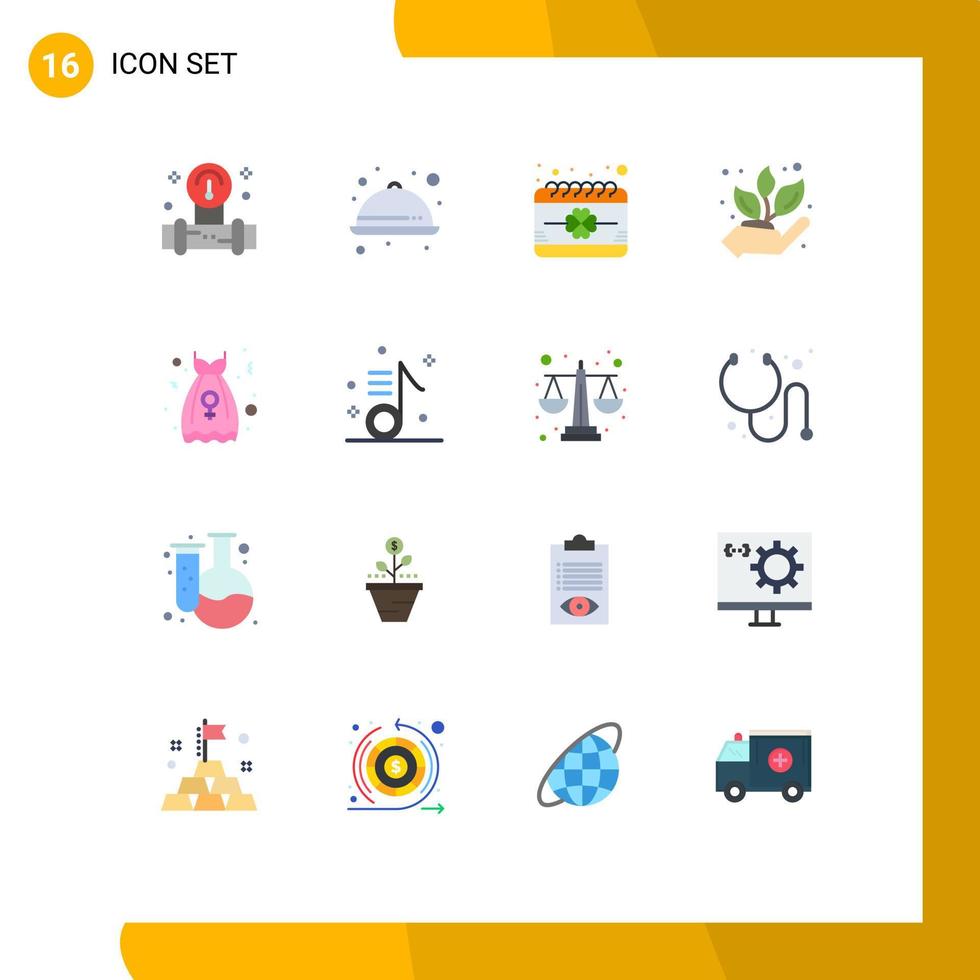 Group of 16 Modern Flat Colors Set for clothes nature calendar grower saint Editable Pack of Creative Vector Design Elements
