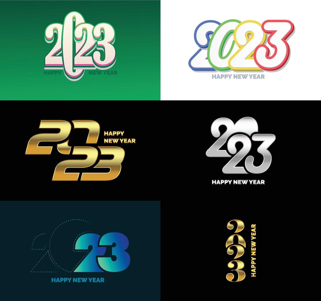 Big Set of 2023 Happy New Year logo text design 2023 number design template vector