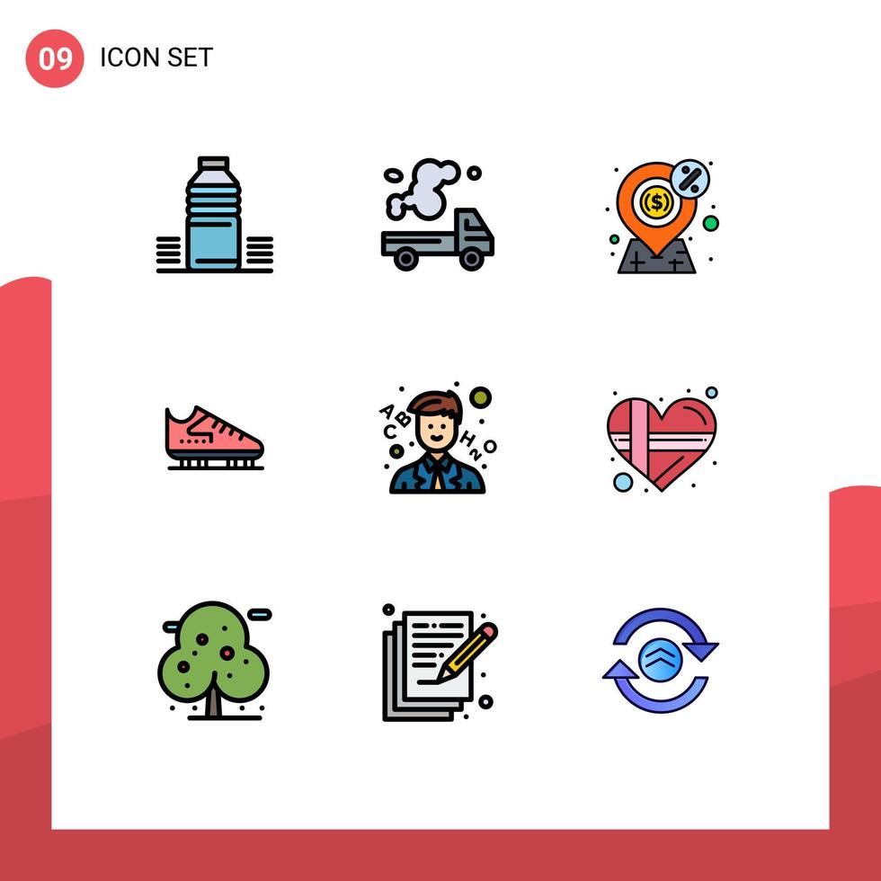 conjunto de 9 iconos de interfaz de usuario modernos signos de símbolos para elementos de diseño de vectores editables de dinero presente de gas de arranque de skate