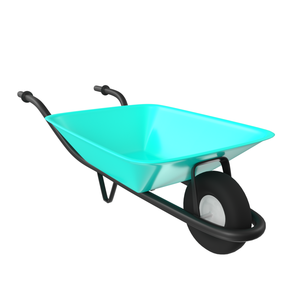 3D Rendering Of Wheelbarrow Object png