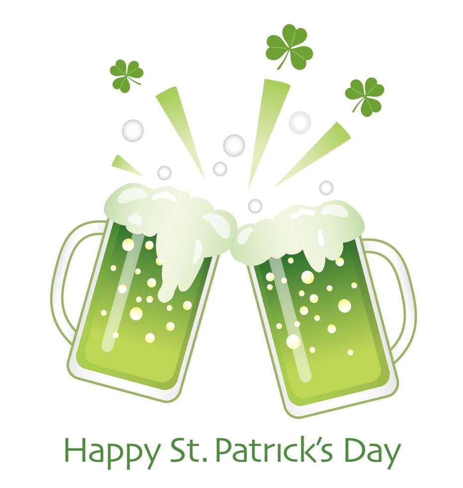 Vector St. Patricks Day Beer Toast Illustration Isolated On A White Background.