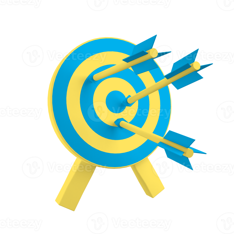 Arrow target 3D rendering isolated on transparent background. Ui UX icon design web and app trend png