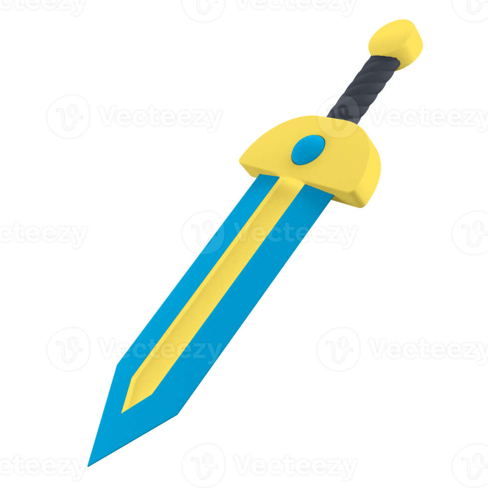 zwaard 3d renderen geïsoleerd Aan transparant achtergrond. ui ux icoon ontwerp web en app neiging png