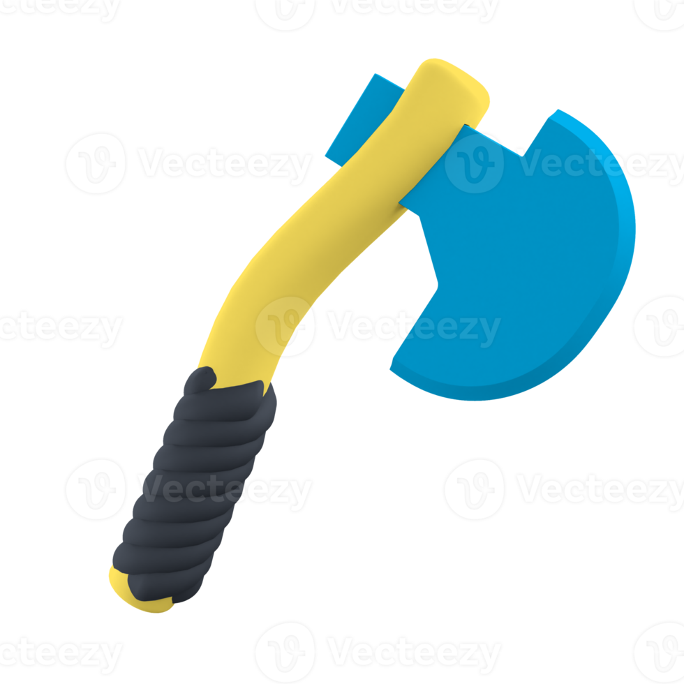 Axe 3D rendering isolated on transparent background. Ui UX icon design web and app trend png