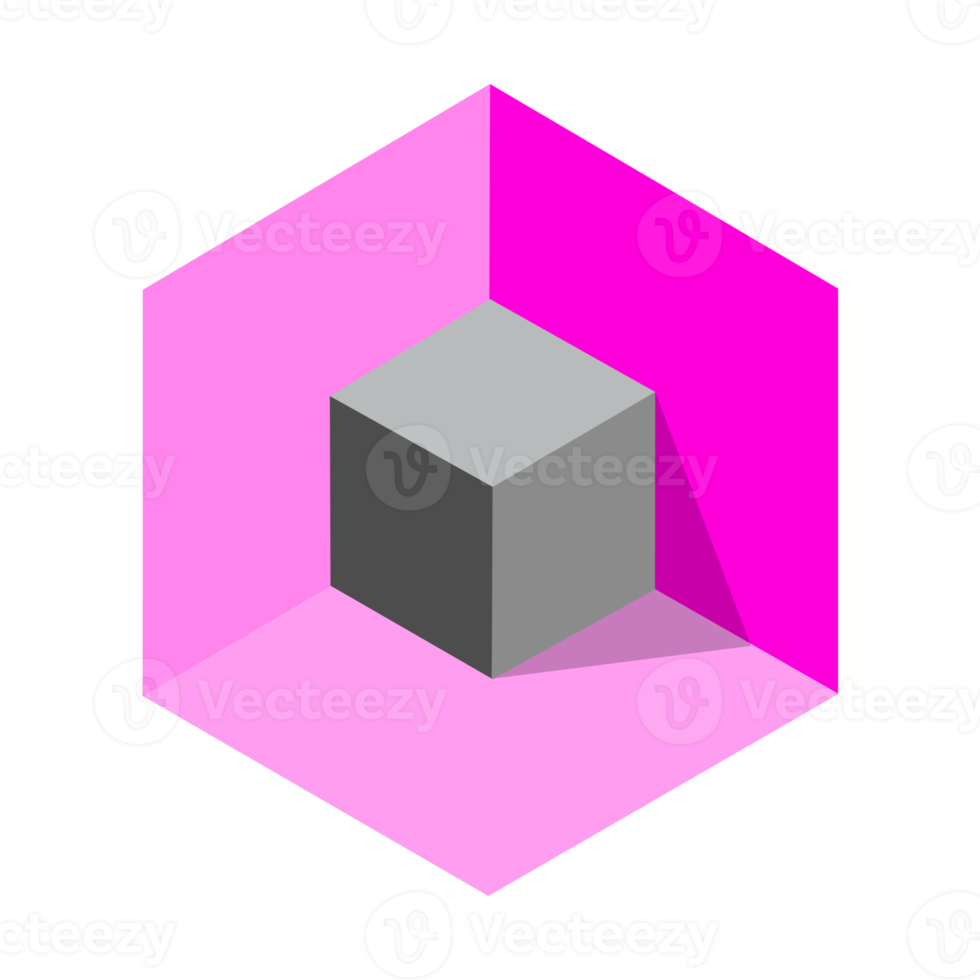 3D Pink Cube Decoration png