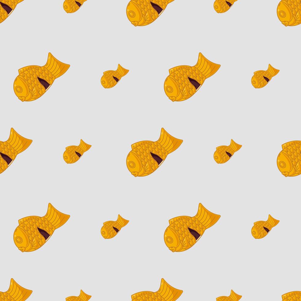 cartoon taiyaki, japanese food seamless pattern on colorful background vector