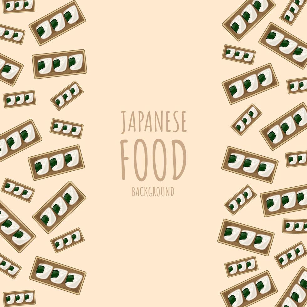 cartoon onigiri, japanese food frame border background vector