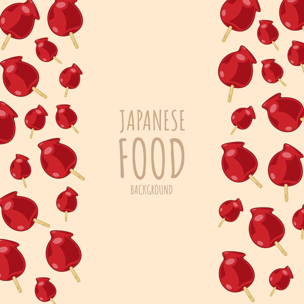 cartoon ringo ame, japanese food frame border background vector