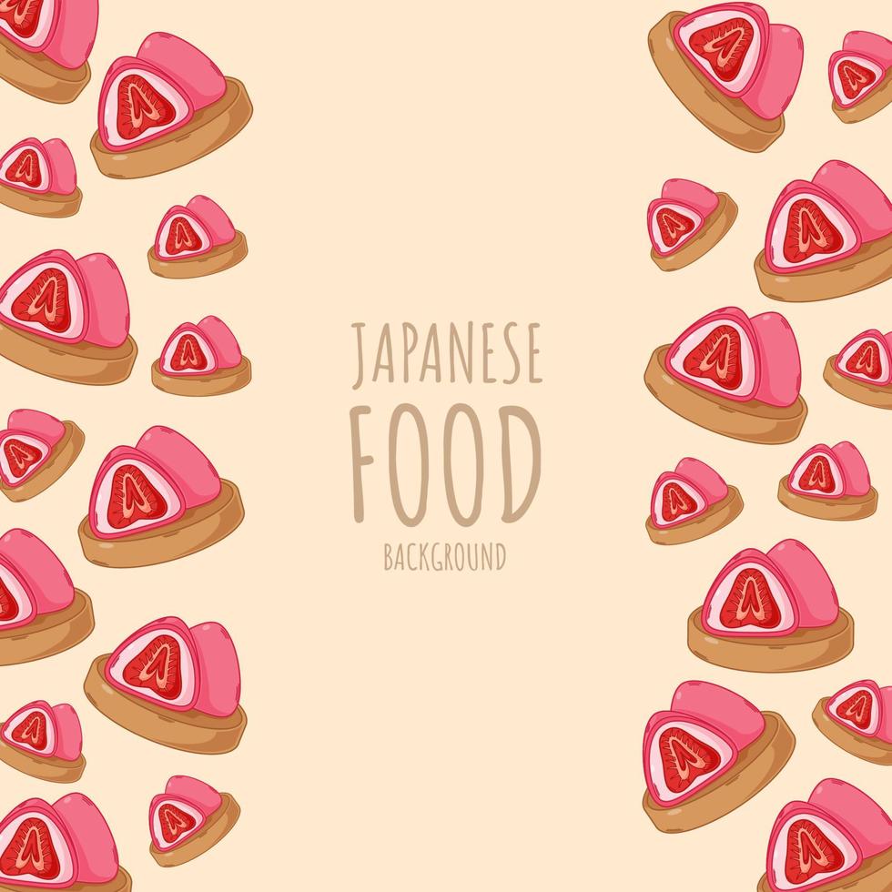 daifuku de dibujos animados, fondo de borde de marco de comida japonesa vector