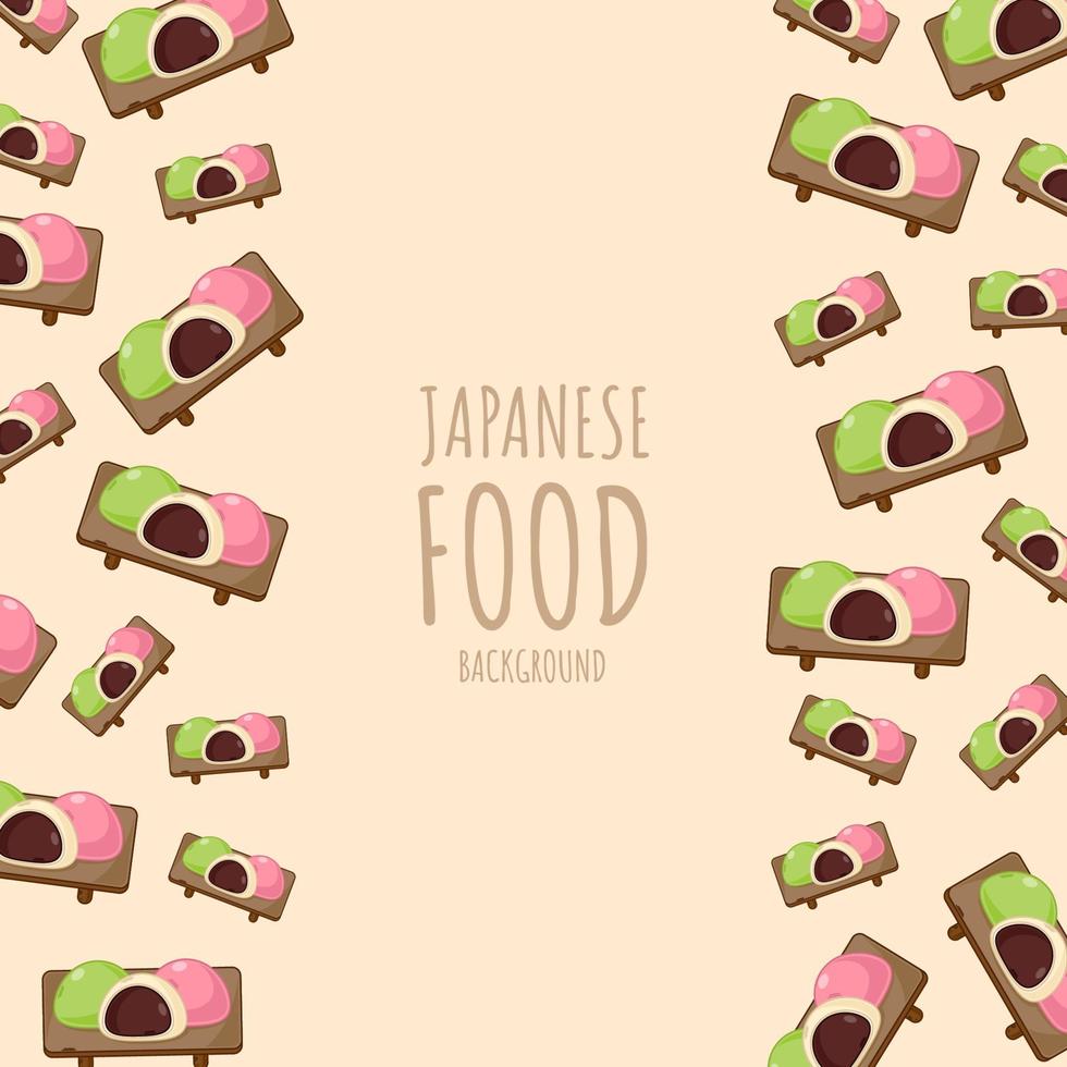 cartoon mochi, japanese food frame border background vector