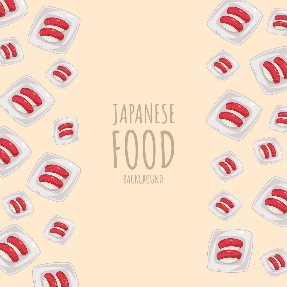 dibujos animados de sushi-atún, fondo de borde de marco de comida japonesa vector