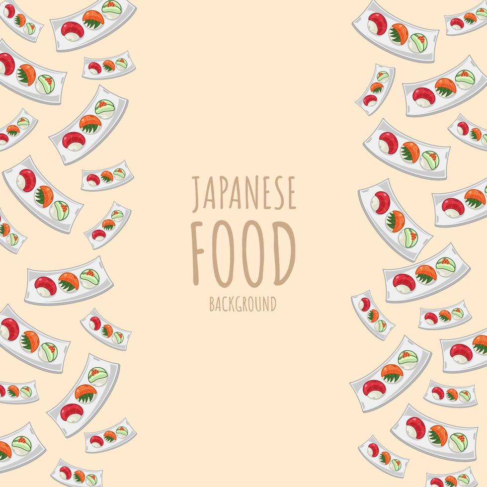 cartoon sushi temari, japanese food frame border background vector