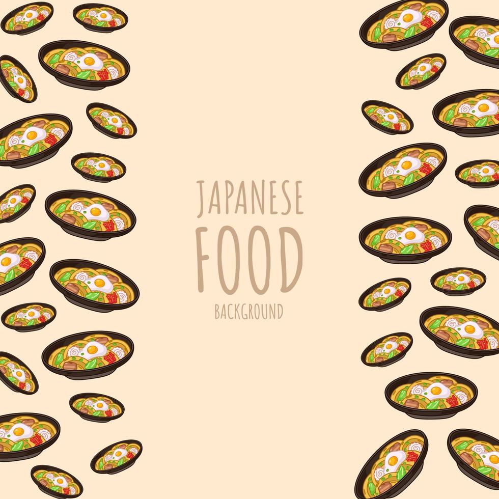 yakisoba de dibujos animados, fondo de borde de marco de comida japonesa vector