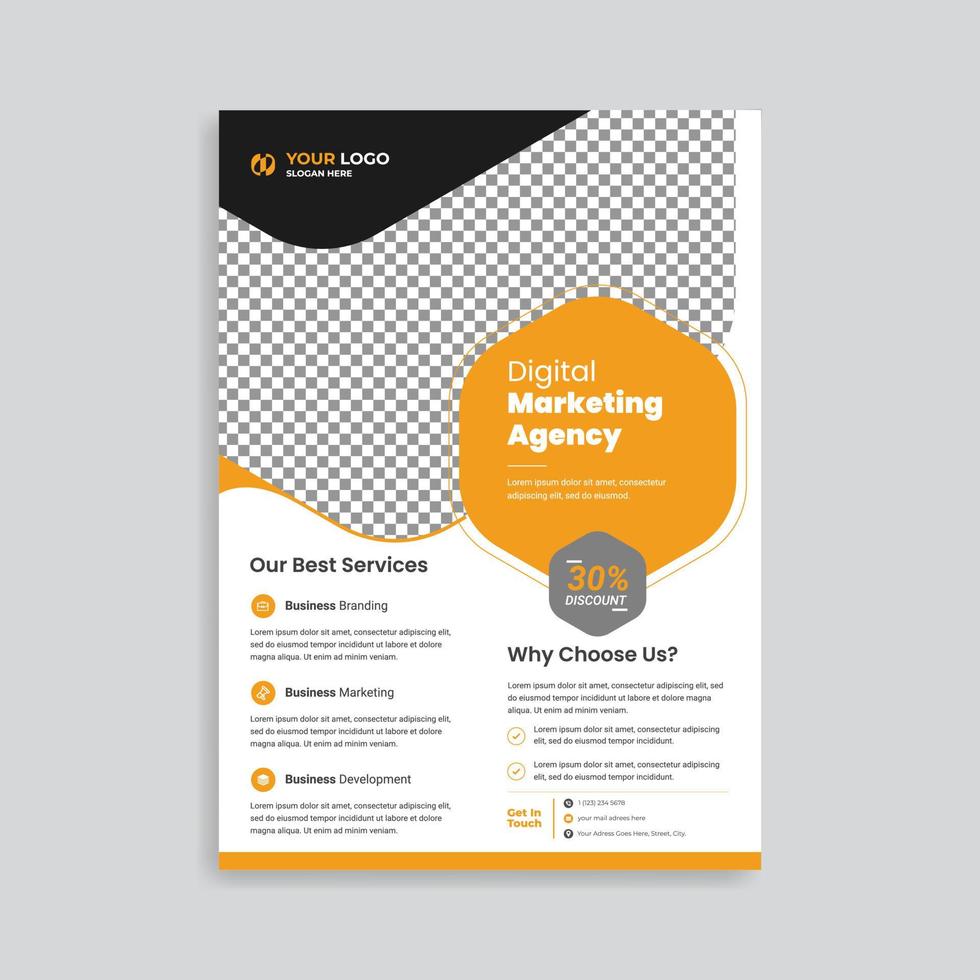 Digital marketing agency corporate flyer template vector