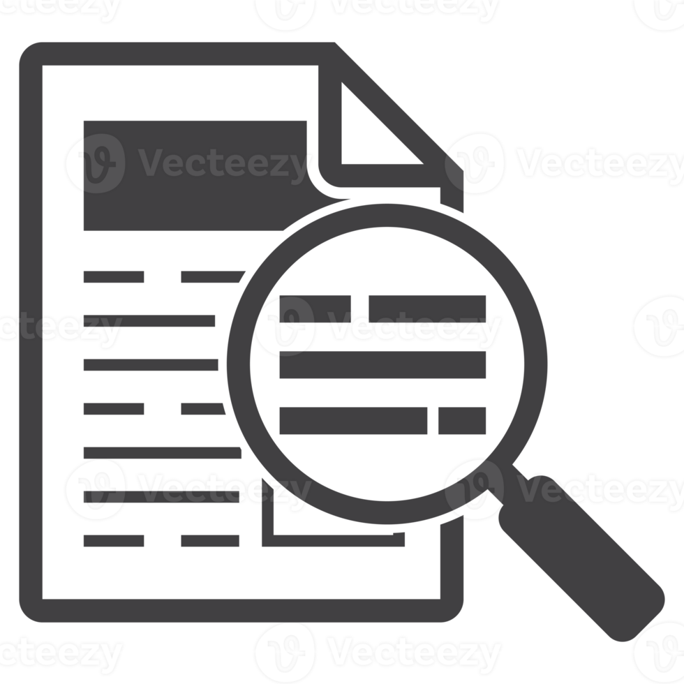 magnifying glass with document page icon png