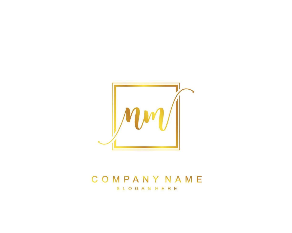 Initial NM beauty monogram and elegant logo design, handwriting logo of initial signature, wedding, fashion, floral and botanical with creative template. vector