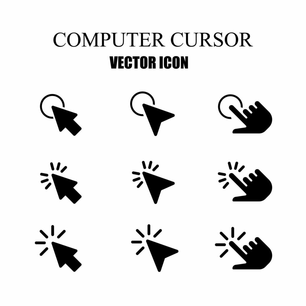 conjunto de plantillas de icono de cursor de computadora fondo blanco aislado. ilustración vectorial de acciones. vector