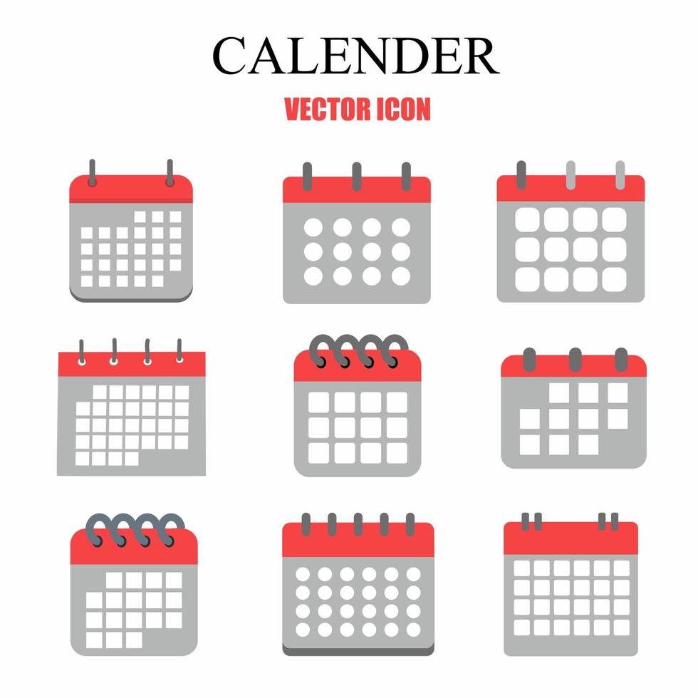 Calendar icon vector template set. Stock vector.