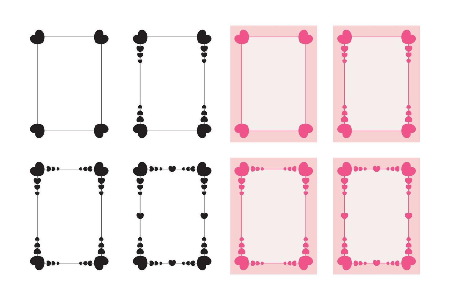 decoración de marco de póster con corazón en forma simple, plantilla de vector de borde rosa. tarjeta de felicitación de san valentín o invitación de boda.