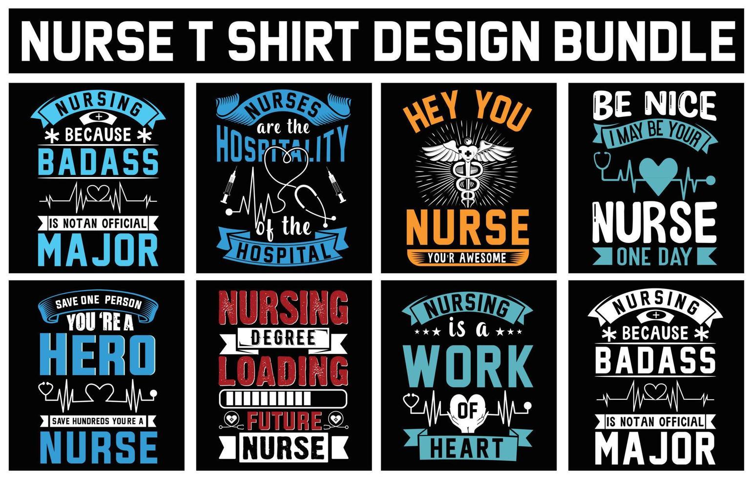 Nurse T shirt Design  Bundle. vector