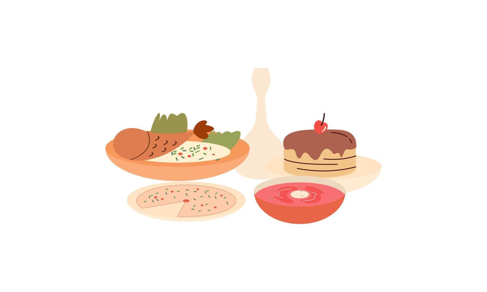 Traditional meals of diverse cuisines logo vector