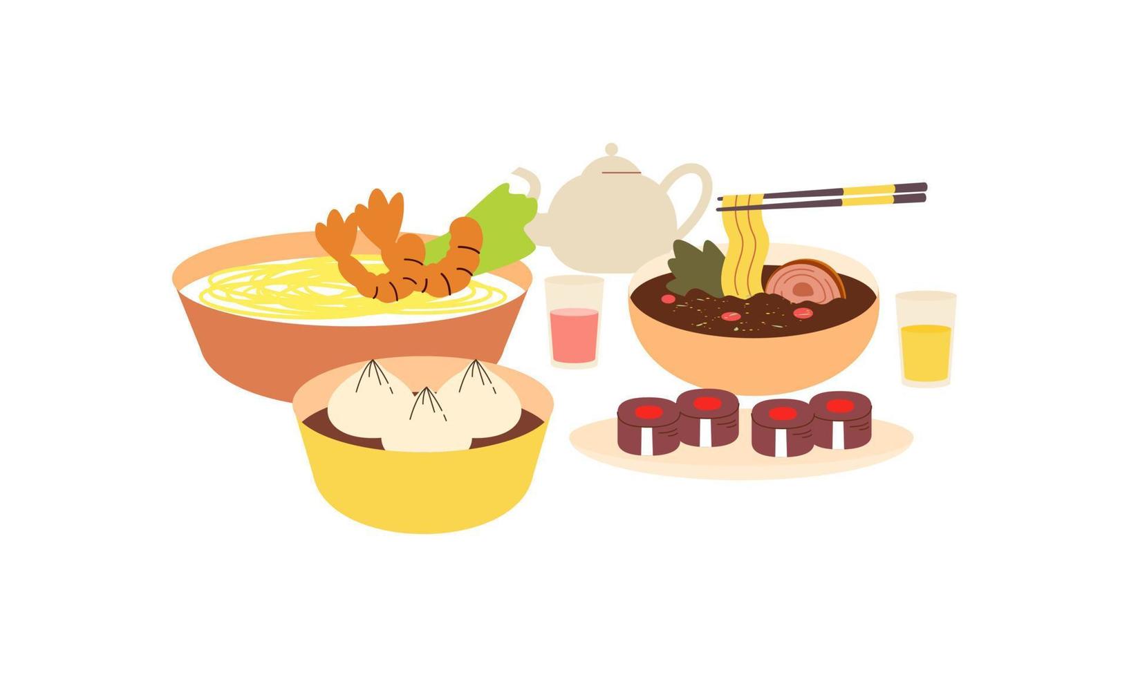 comidas tradicionales de diversas cocinas logo vector