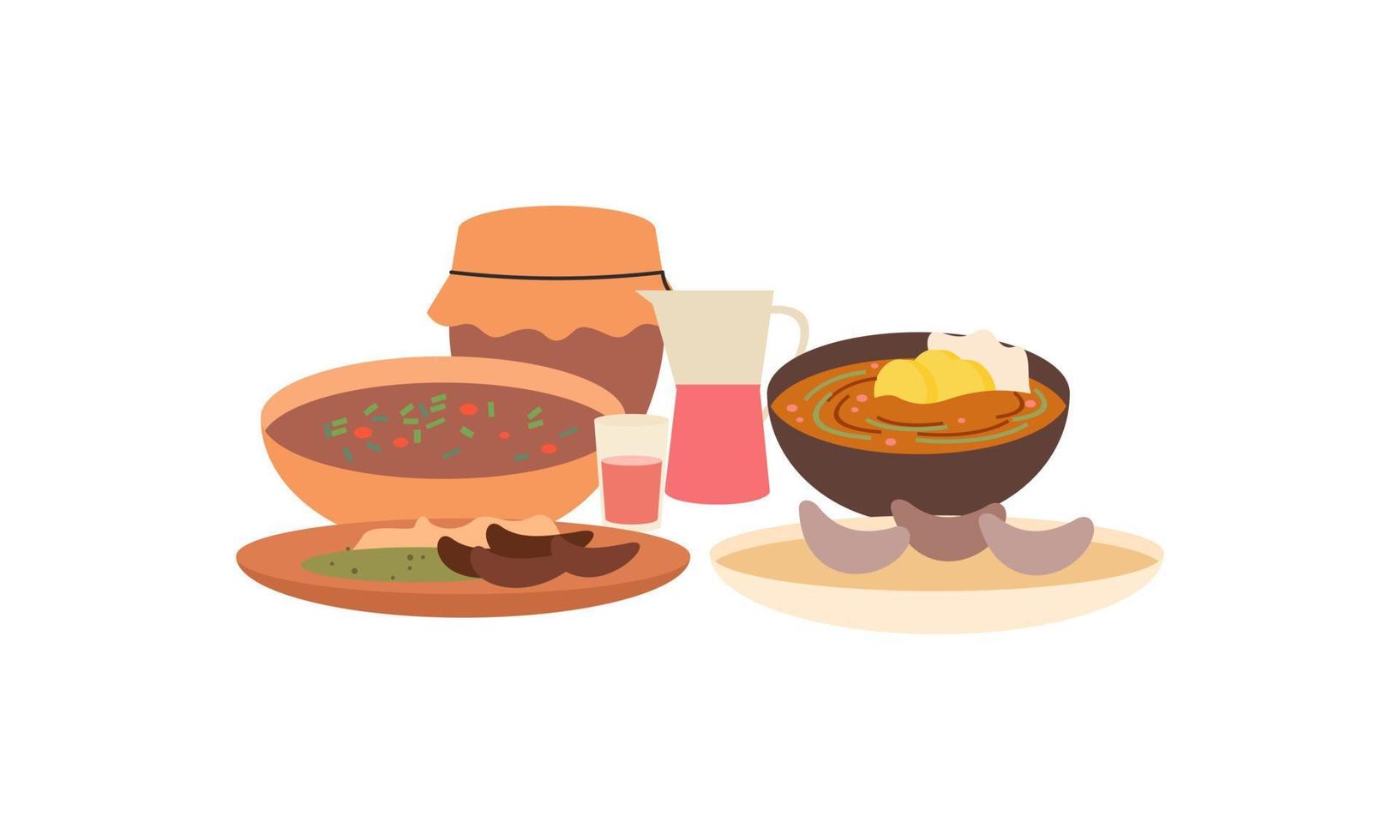 Traditional meals of diverse cuisines logo vector