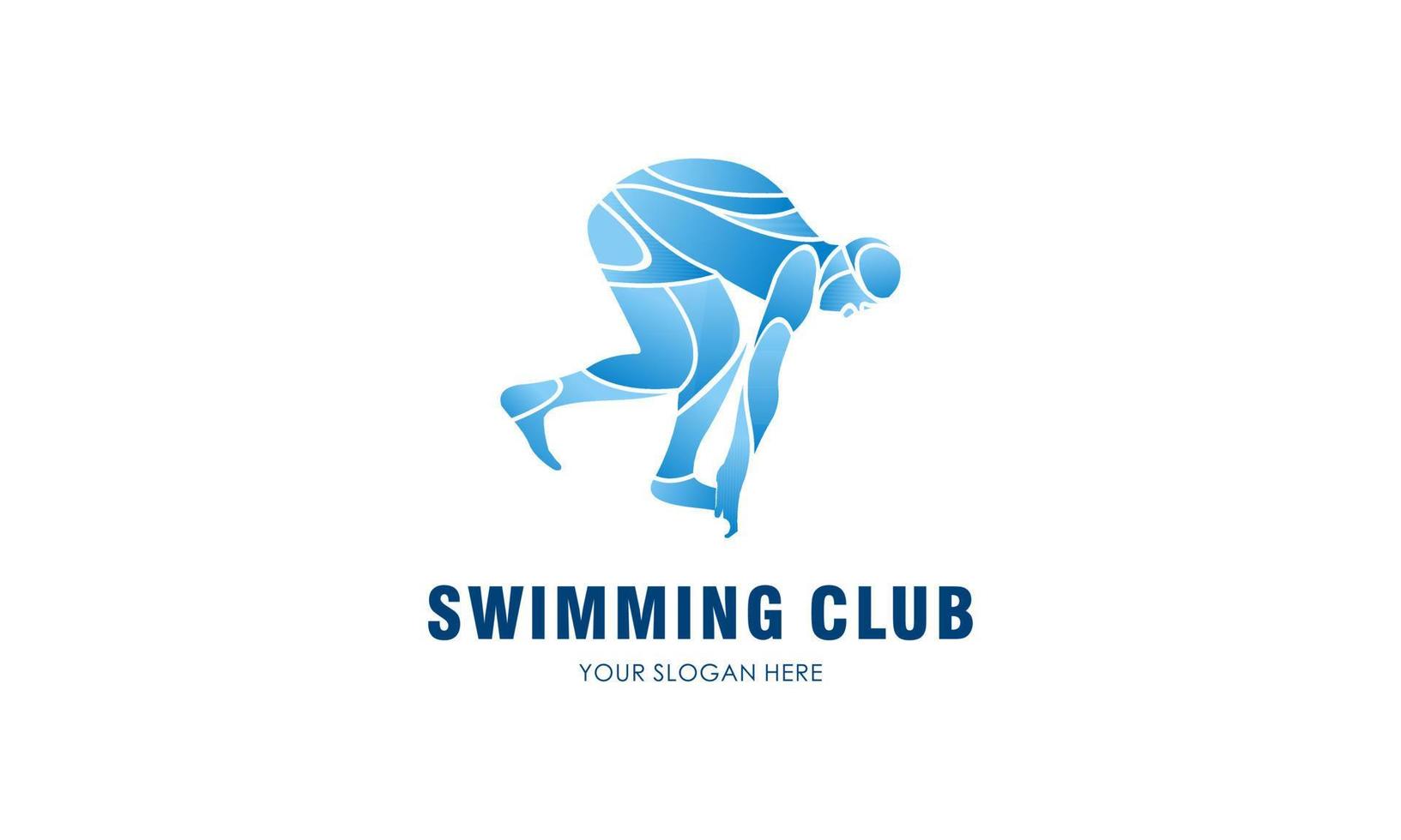 Blue swimming logo silhouette sea ocean water wave logo vector