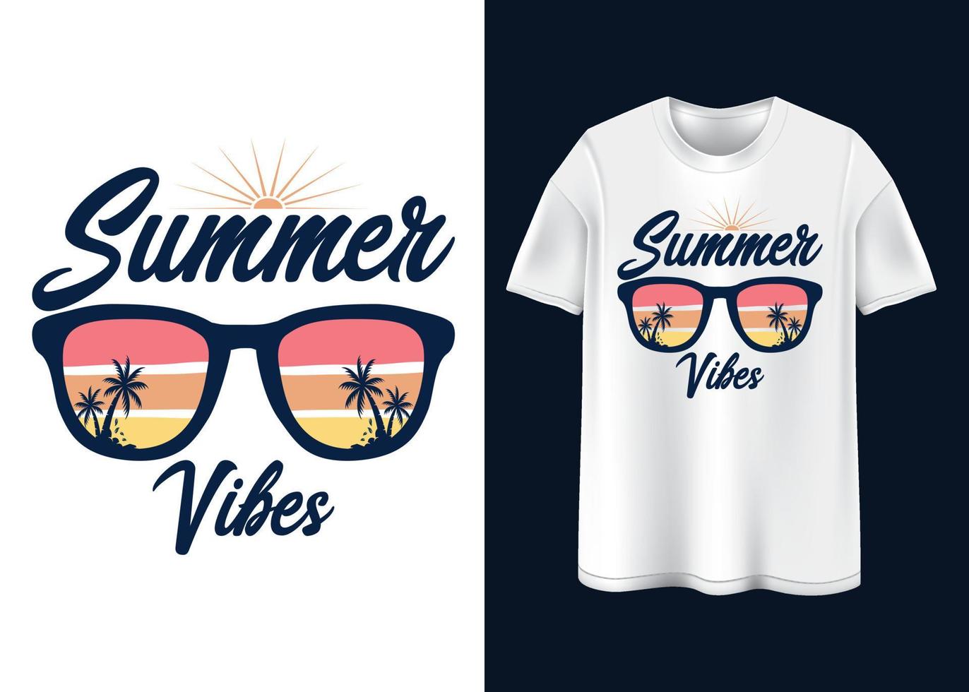 diseño de camiseta de tipografía de vibraciones de verano vector
