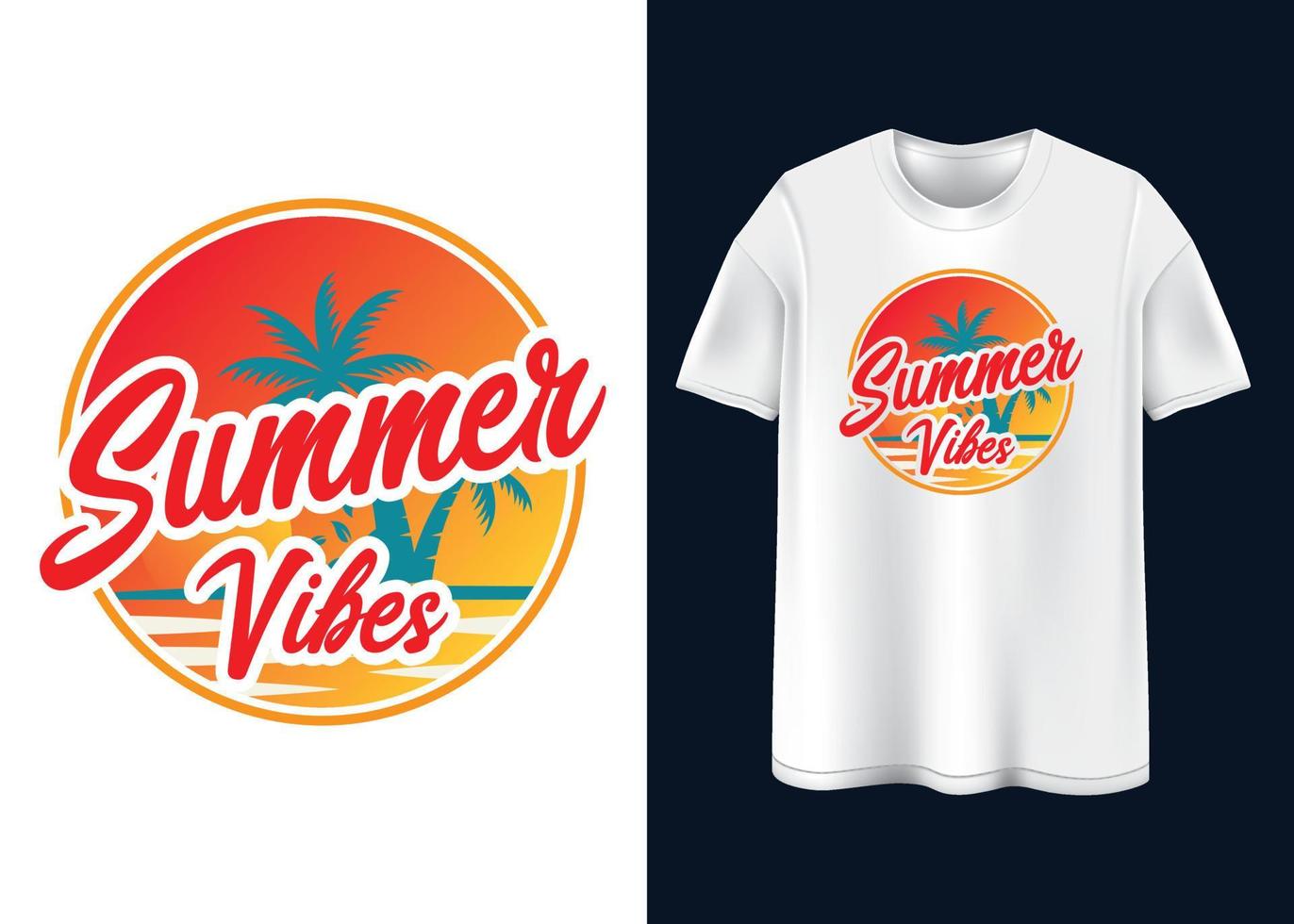 diseño de camiseta de tipografía de vibraciones de verano vector